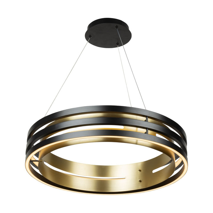 Toledo Collection 1-Light 25.5" Chandelier Black and Brushed Brass