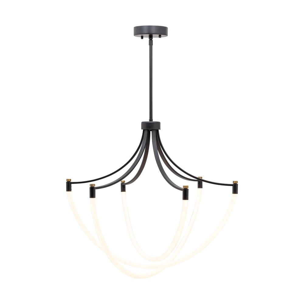 Cascata Collection 3-Light Chandelier Black and Brushed Brass