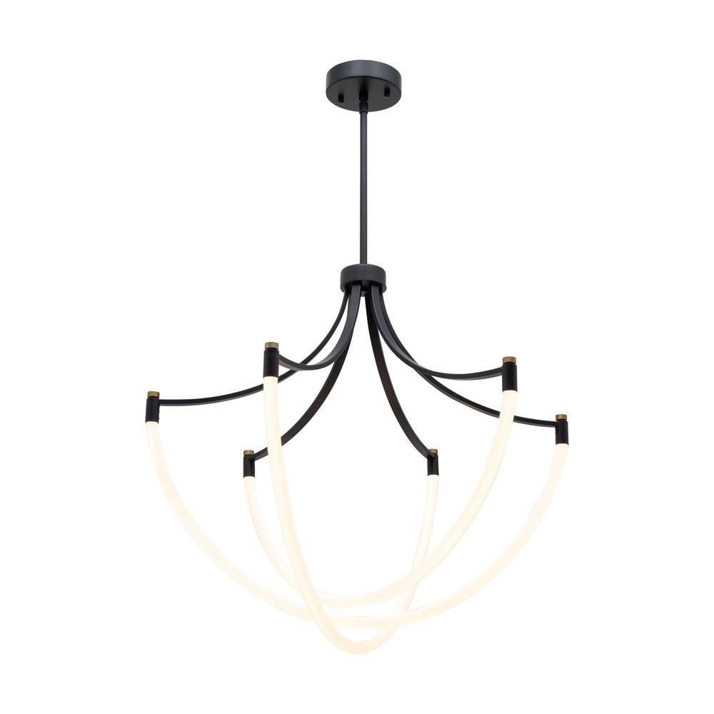 Cascata Collection 3-Light Chandelier Black and Brushed Brass