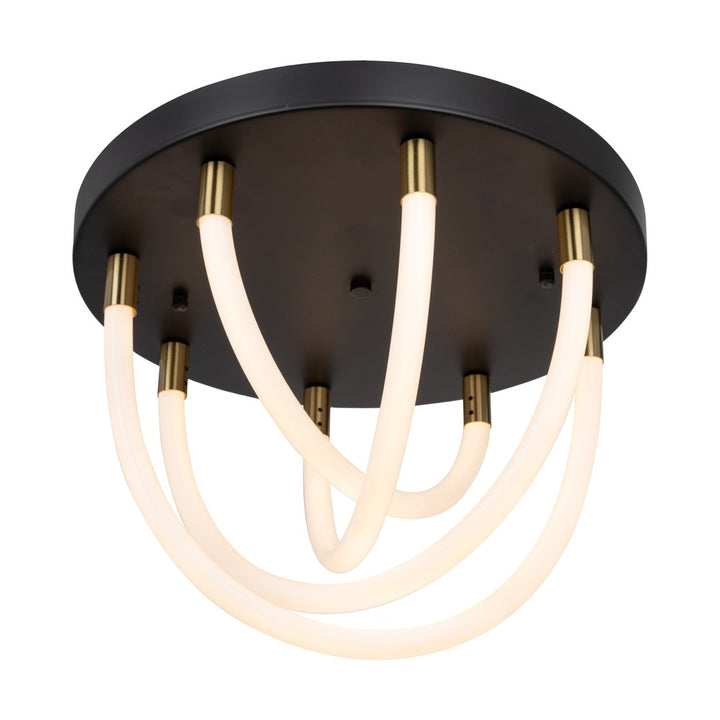 Cascata Collection 1-Light Flush Mount Black and Brushed Brass