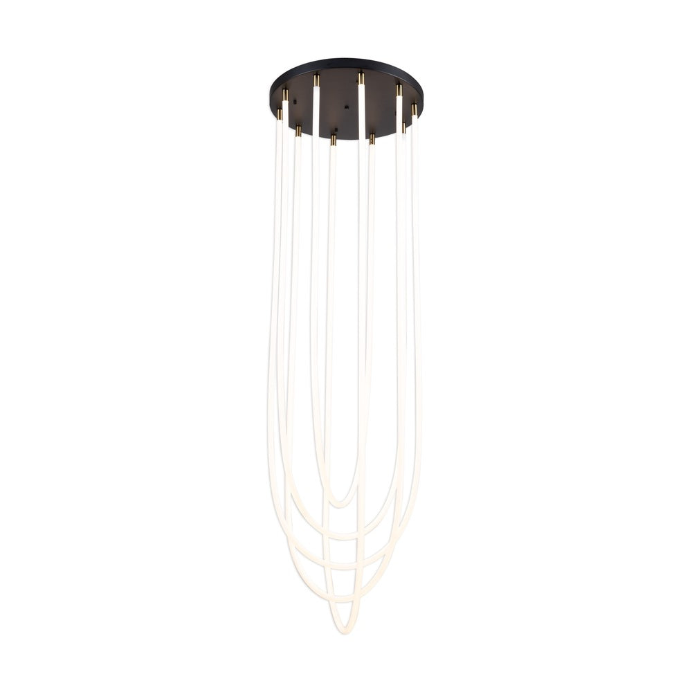 Cascata Collection 5-Light Chandelier Black and Brushed Brass