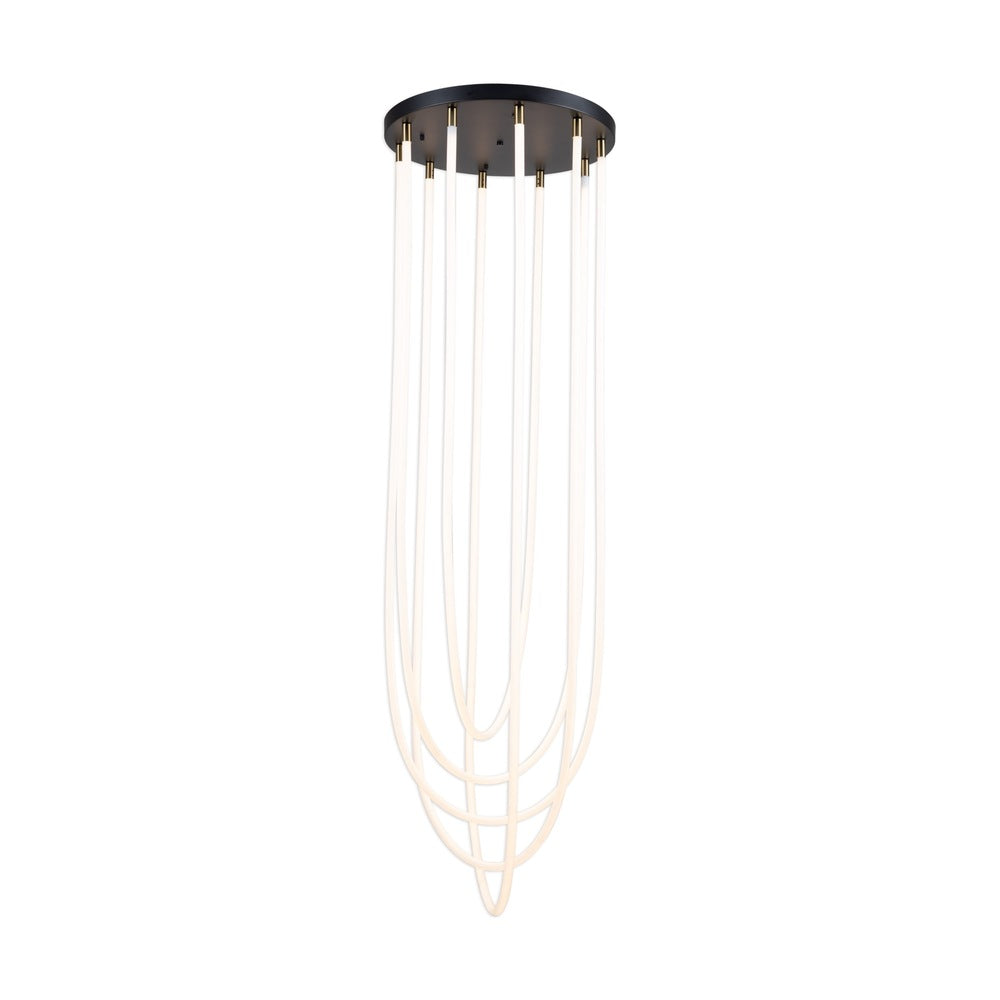 Cascata Collection 5-Light Chandelier Black and Brushed Brass