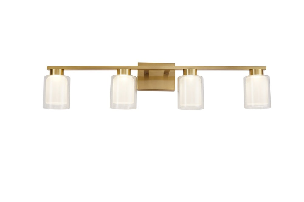 Saville Collection 4-Light Bathroom Vanity Fixture Brass