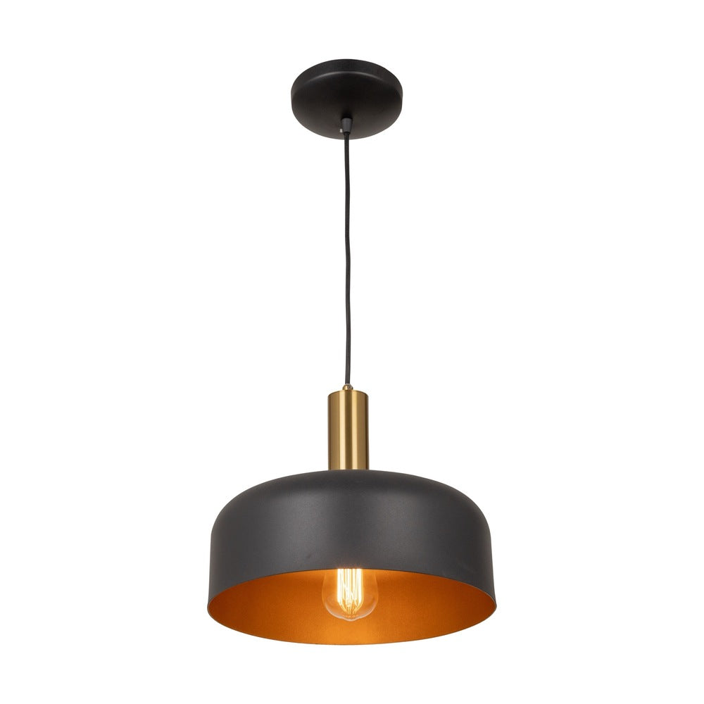 Orsa Collection 1-Light Pendant Black and Brushed Brass