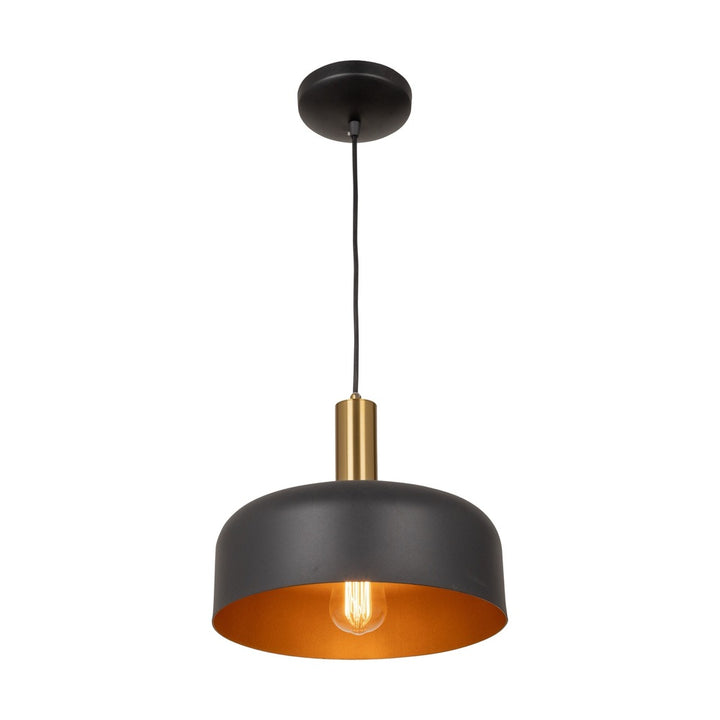 Orsa Collection 1-Light Pendant Black and Brushed Brass