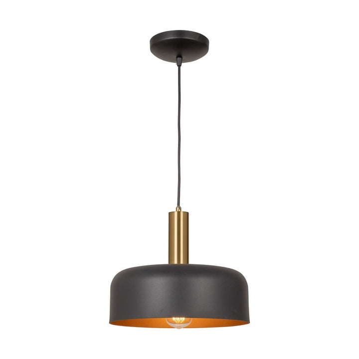 Orsa Collection 1-Light Pendant Black and Brushed Brass