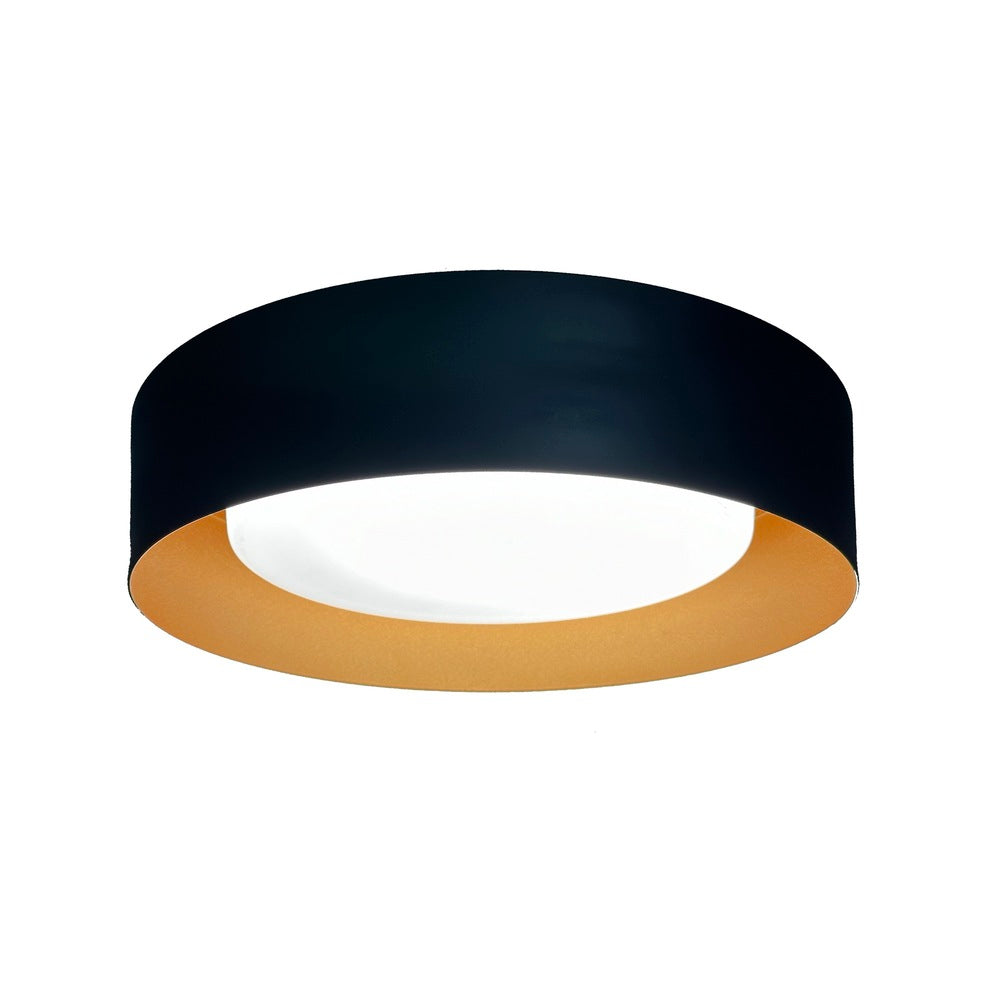Orsa Collection 1-Light Flush Mount Black and Brushed Brass