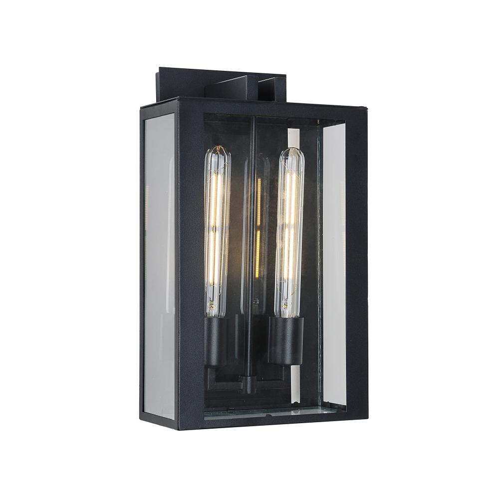 Waterville Collection 2-Light Exterior Wall Light, Matte Black