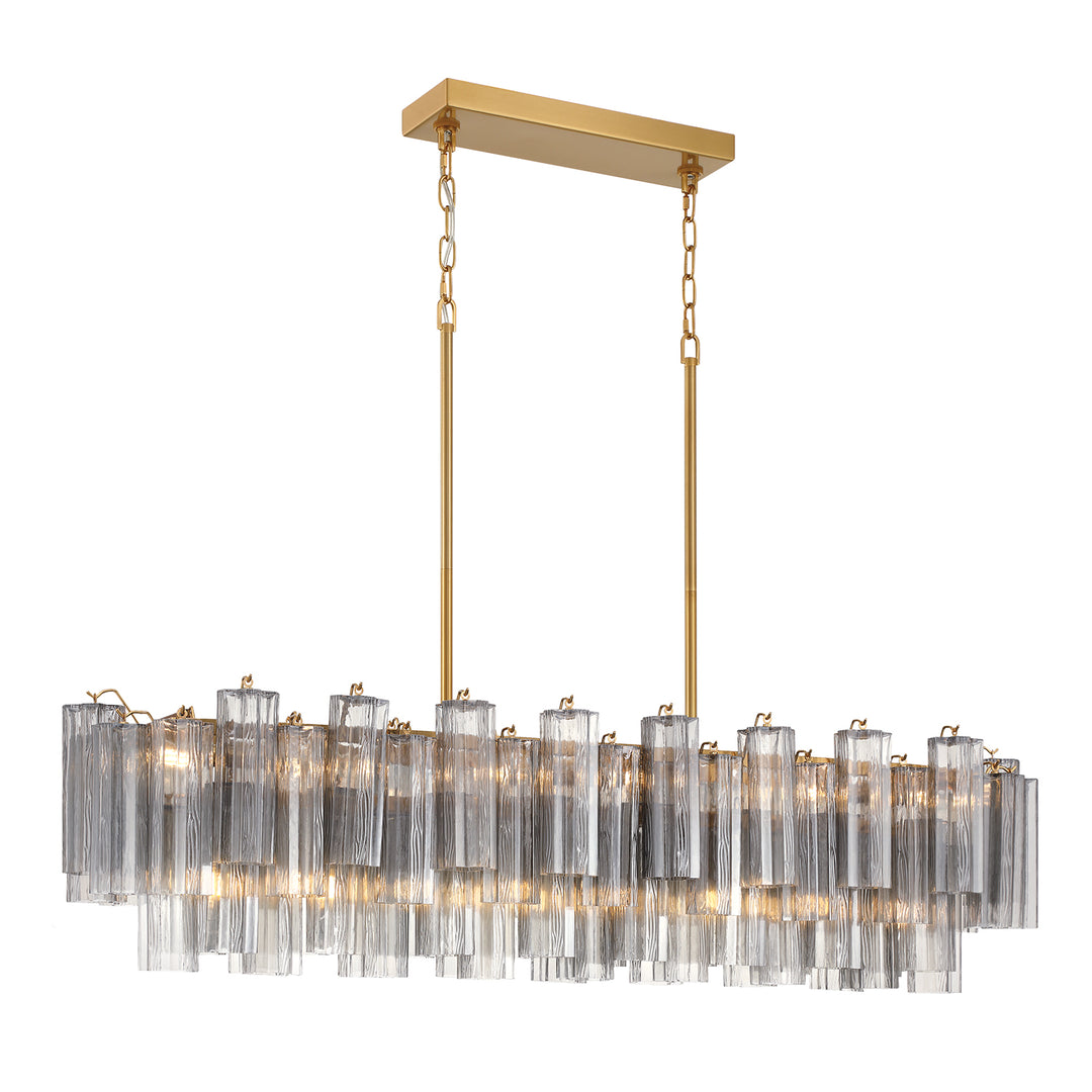 Addis 14 Light Aged Brass Linear Chandelier