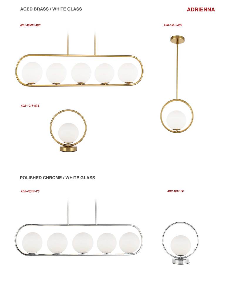 1LT Halogen Pendant AB Finish w/ White Glass