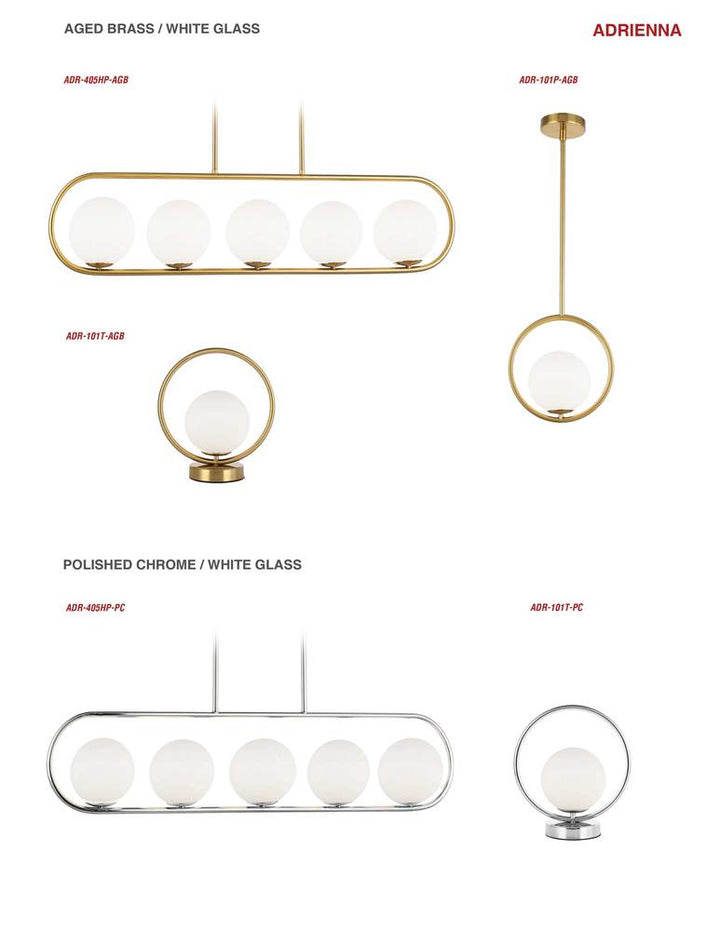 1LT Halogen Pendant AB Finish w/ White Glass