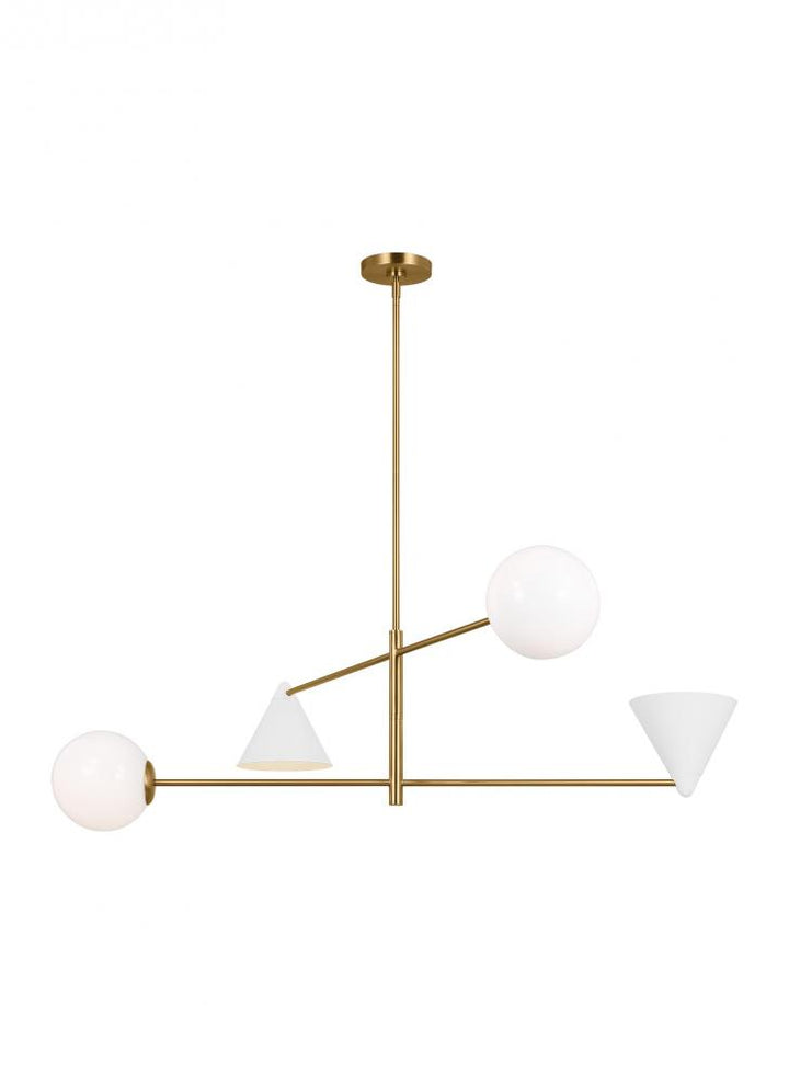 Cosmo mid-century modern 4-light indoor dimmable extra large ceiling chandelier in burnished brass g