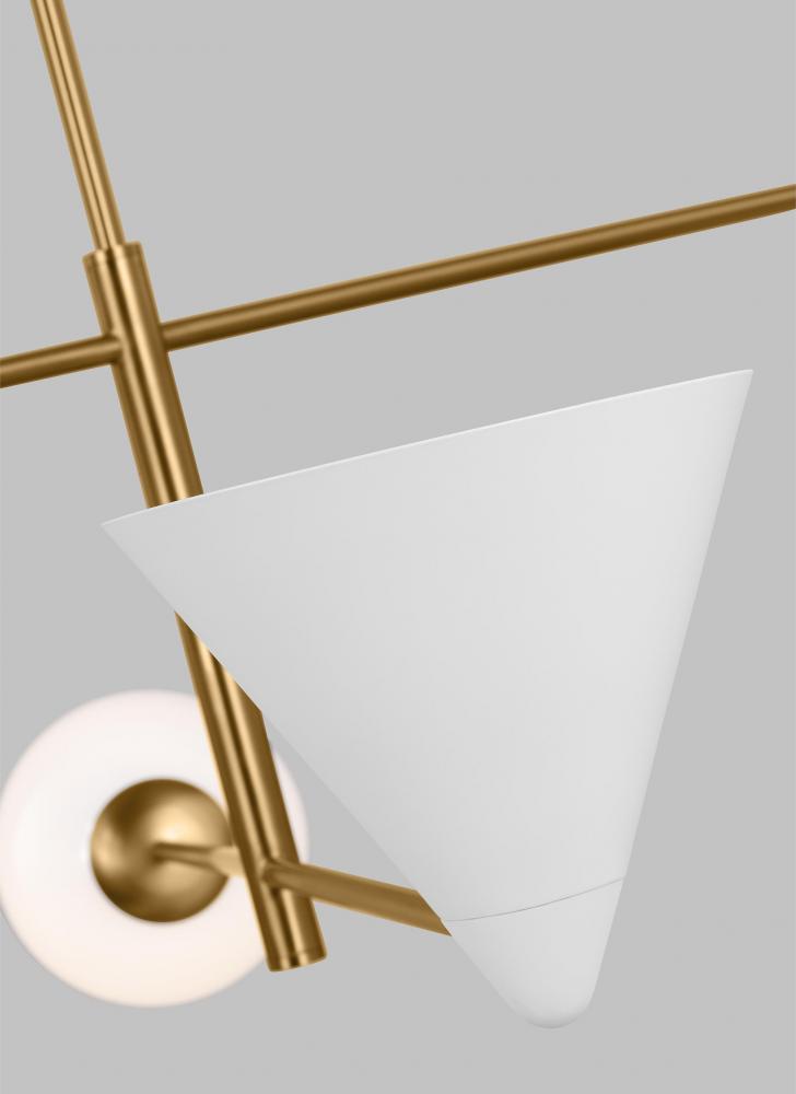 Cosmo mid-century modern 4-light indoor dimmable extra large ceiling chandelier in burnished brass g