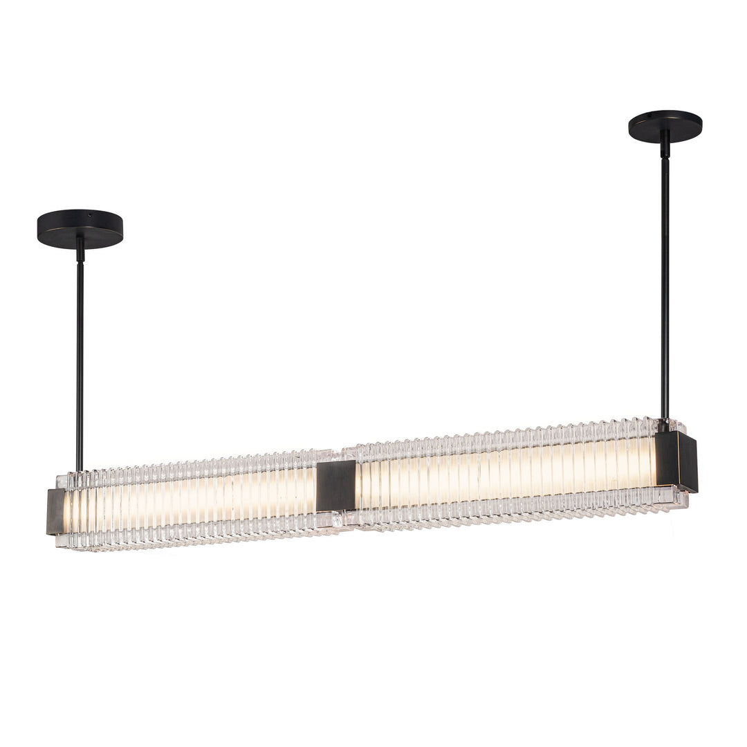 Alai 47-in Urban Bronze/Ribbed Glass LED Linear Pendant