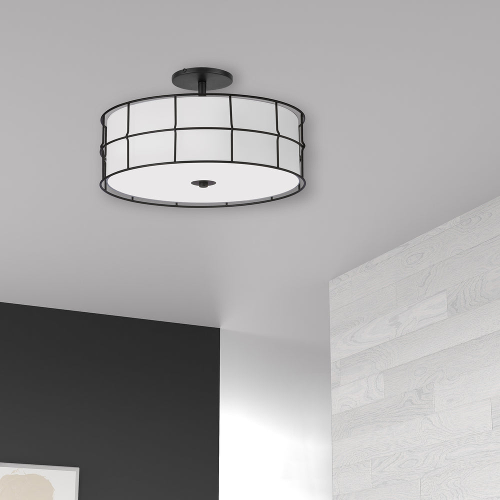 3LT Semi-Flush Mount, MB w/WH shade