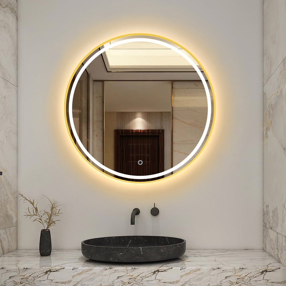 Reflections Collection Round Bathroom Mirror Brushed Brass
