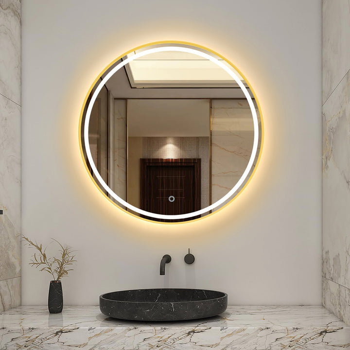 Reflections Collection Round Bathroom Mirror Brushed Brass