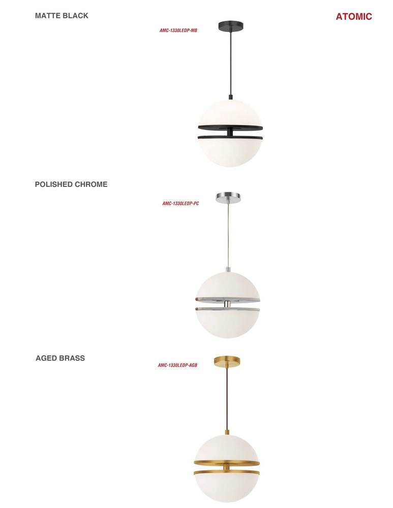 30W Pendant, MB w/ WH Glass