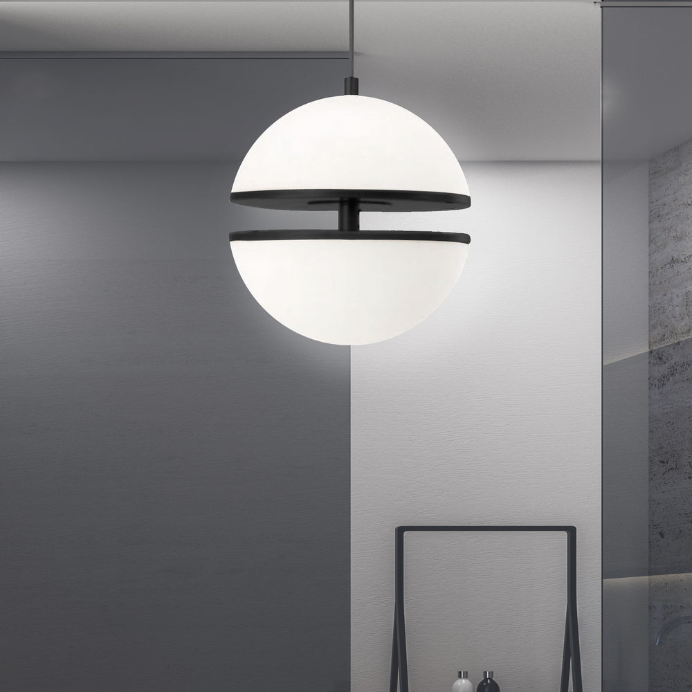 30W Pendant, MB w/ WH Glass