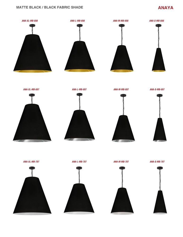 1LT Anaya Large Pendant,  MB w/ BK/GLD Shade
