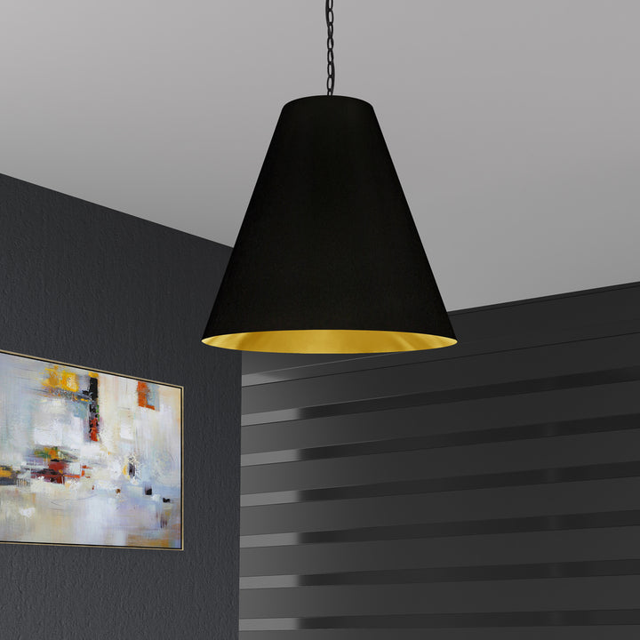 1LT Anaya Large Pendant,  MB w/ BK/GLD Shade