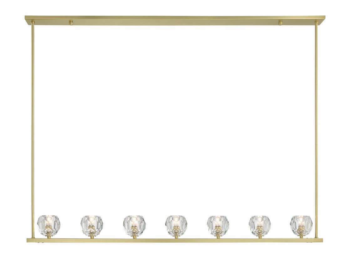 Aragon 7 Light LED Soft Brass Linear Chandelier
