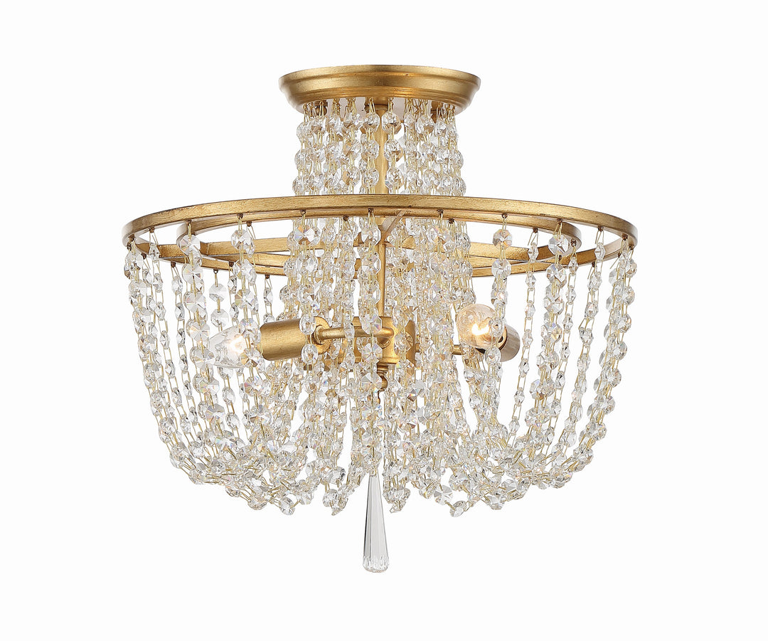 Arcadia 3 Light Antique Gold Semi Flush Mount