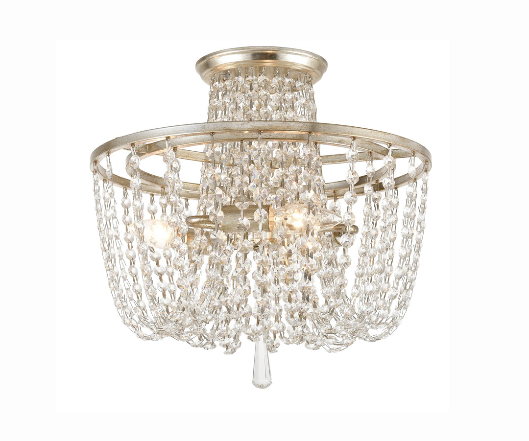 Arcadia 3 Light Antique Silver Semi Flush Mount