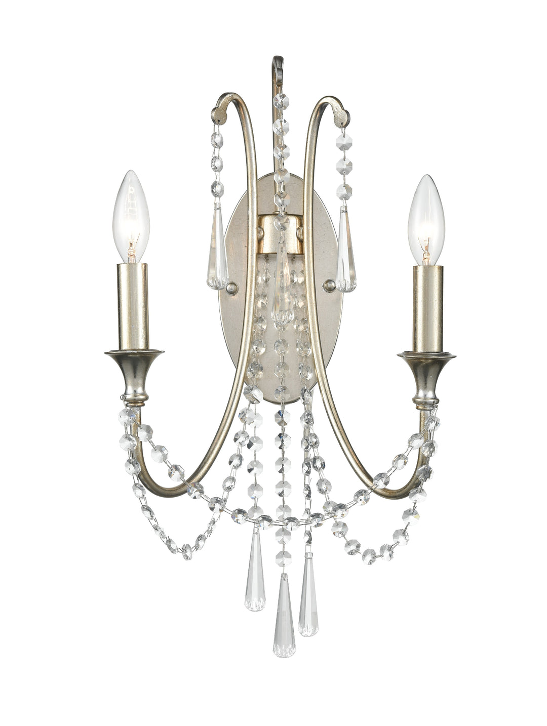 Arcadia 2 Light Antique Silver Sconce
