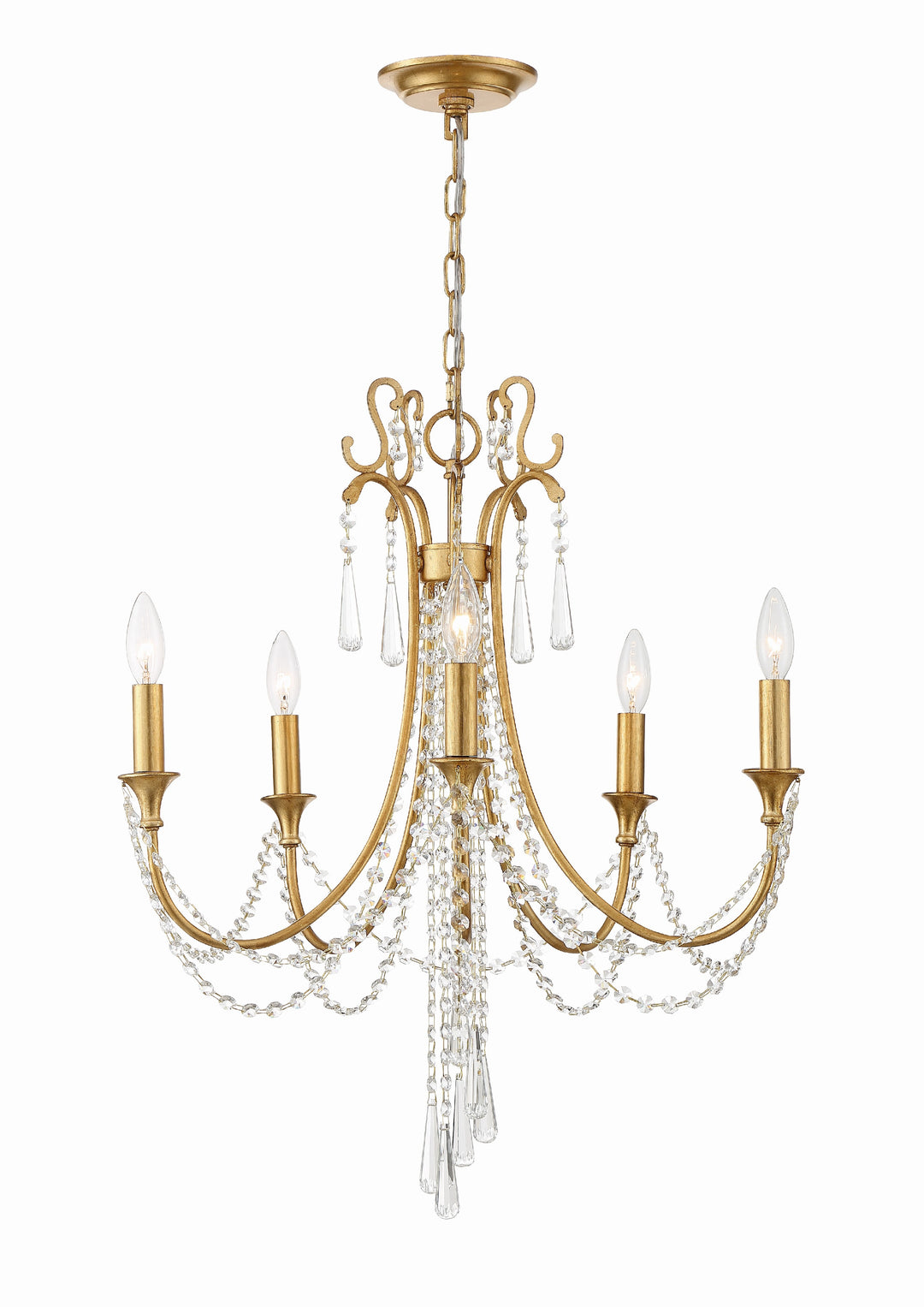 Arcadia 5 Light Antique Gold Chandelier