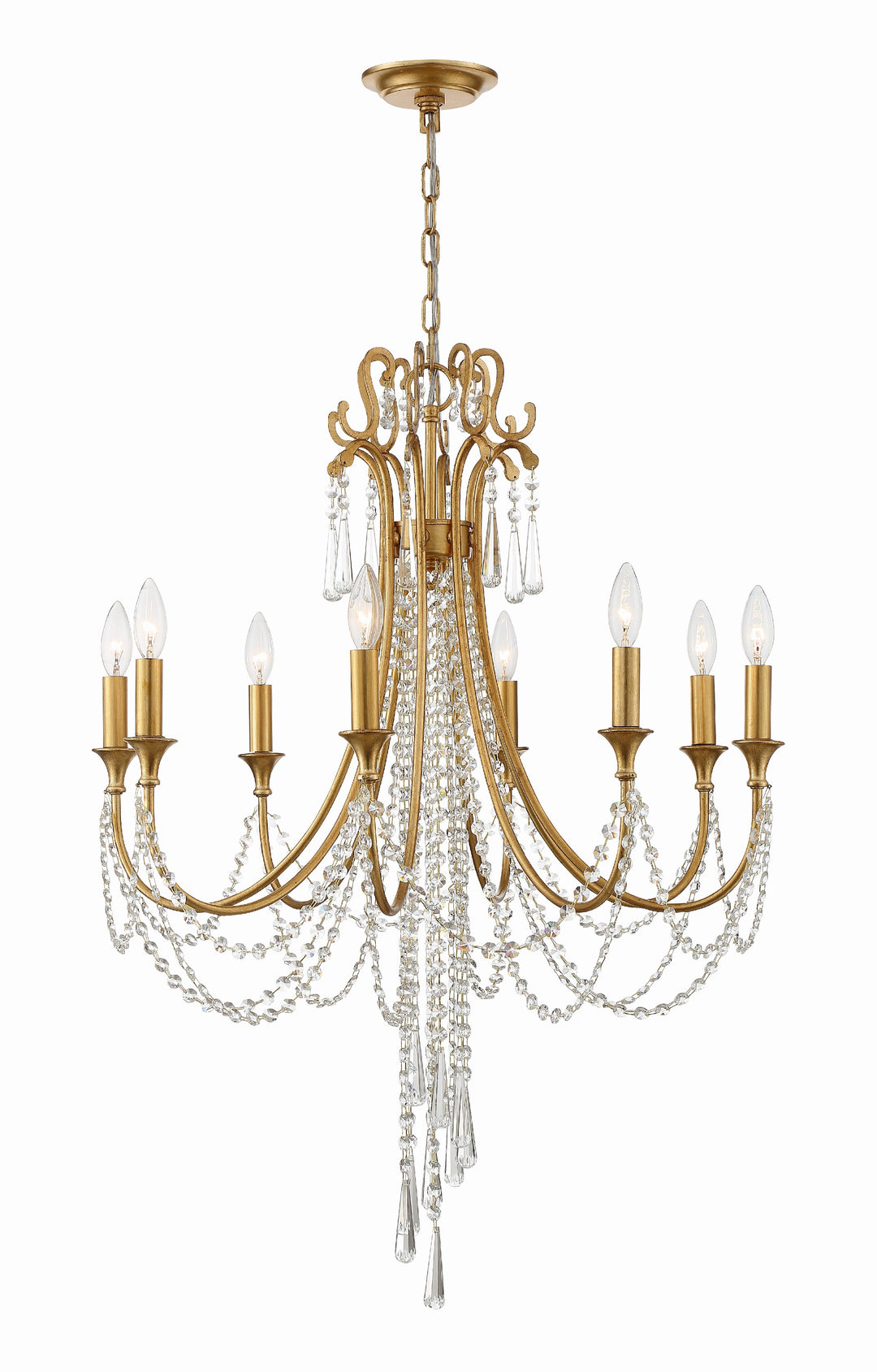 Arcadia 8 Light Antique Gold Chandelier
