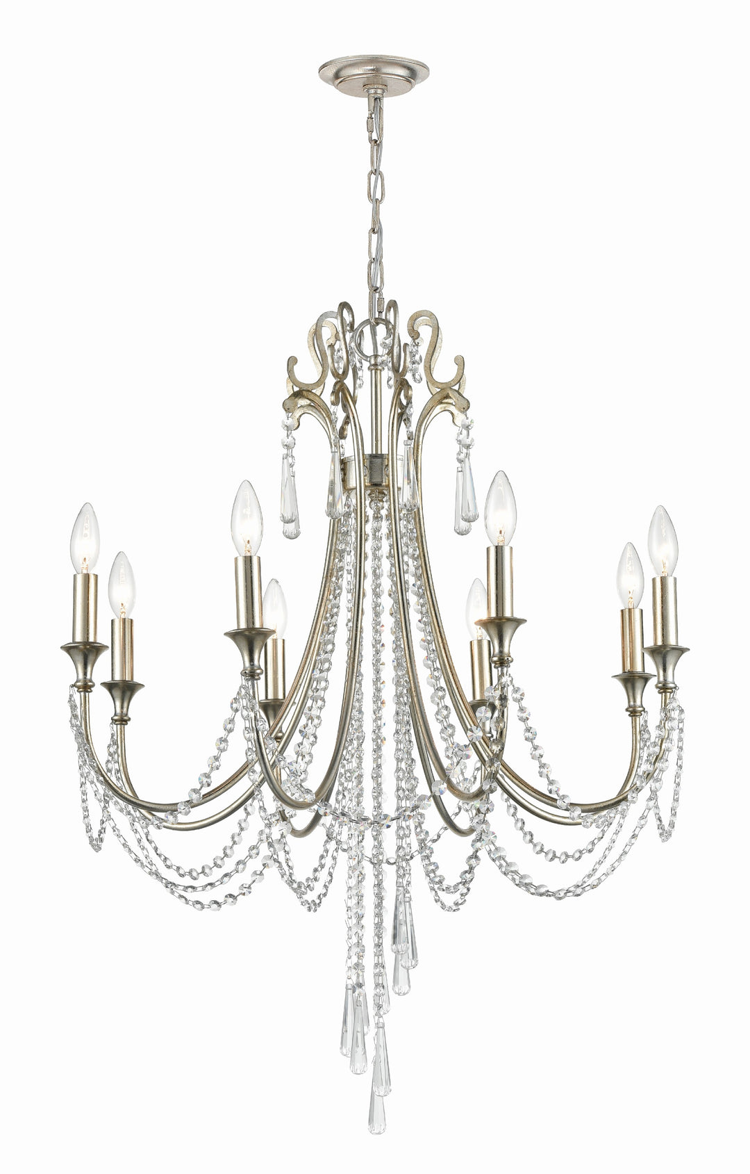 Arcadia 8 Light Antique Silver Chandelier
