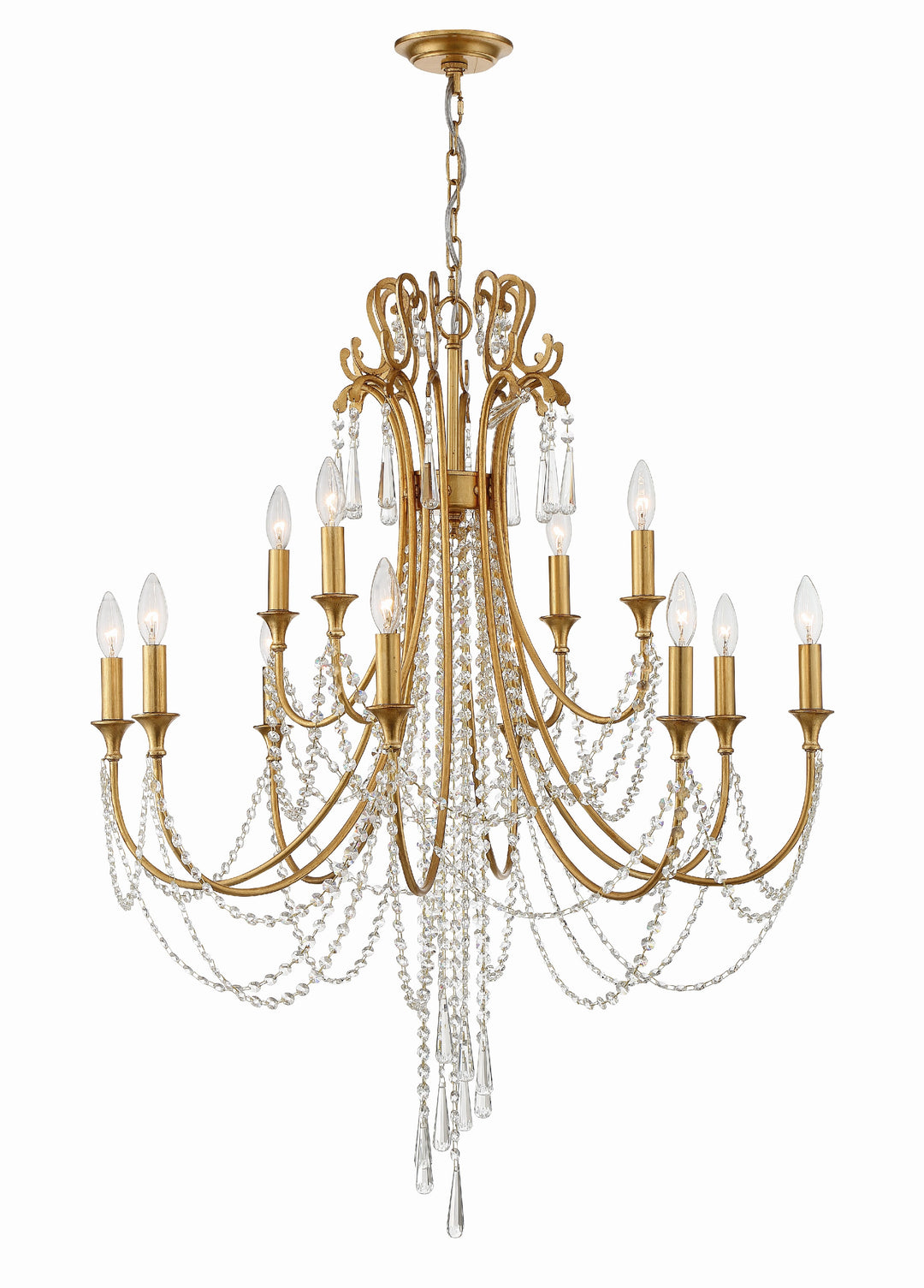 Arcadia 12 Light Antique Gold Chandelier