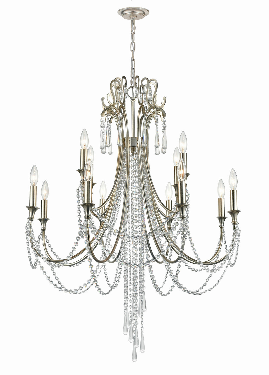 Arcadia 12 Light Antique Silver Chandelier