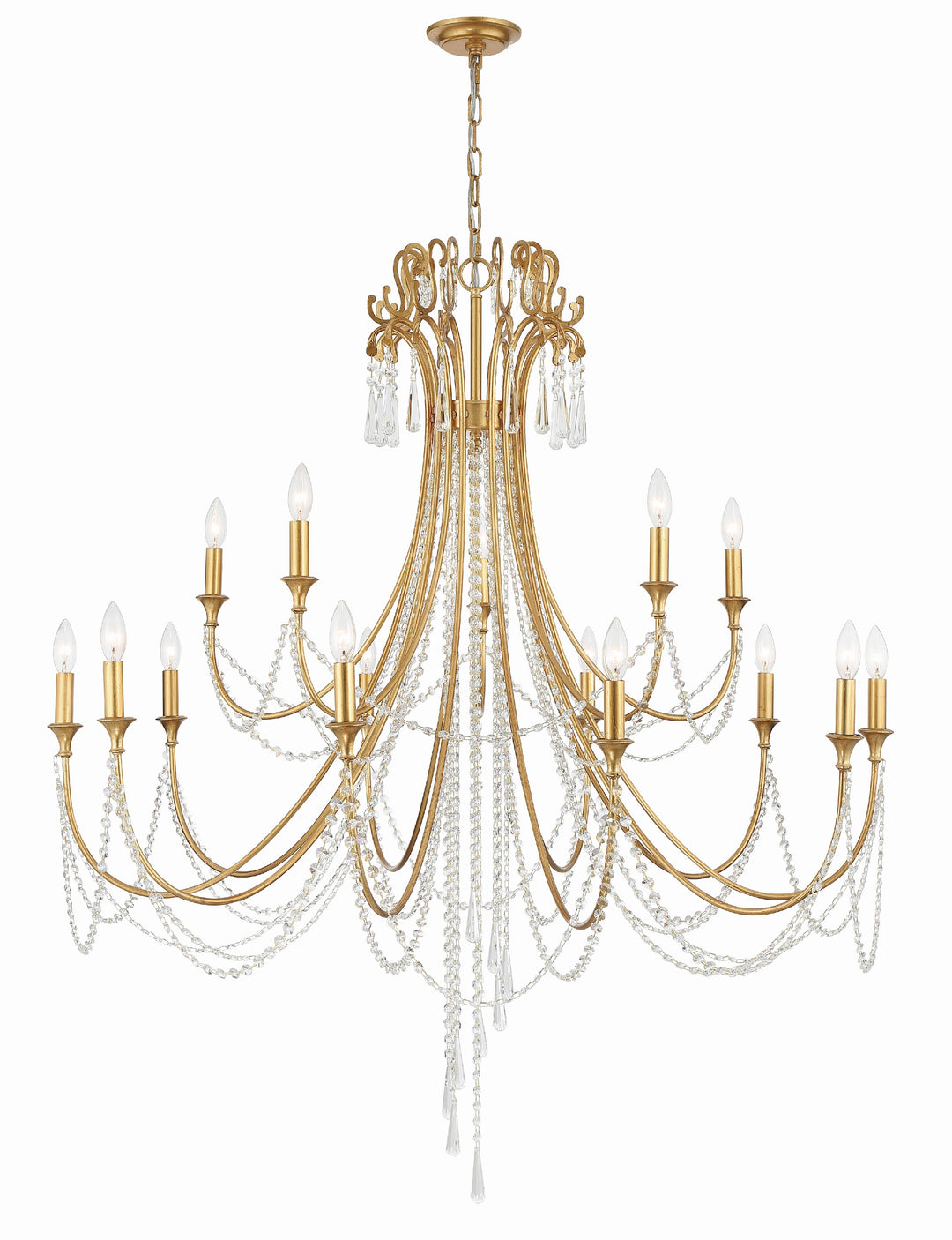 Arcadia 15 Light Antique Gold Chandelier