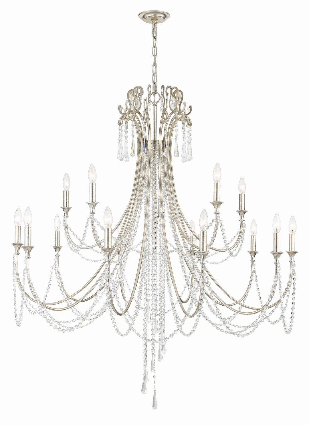 Arcadia 15 Light Antique Silver Chandelier