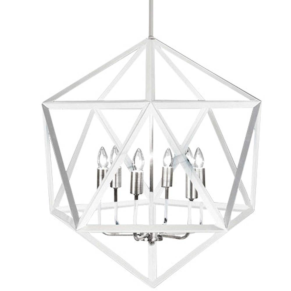 6LT Chandelier,Matte WHT/SC