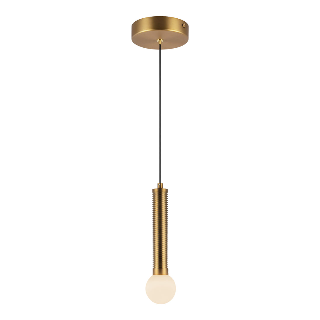 Arden 9-in Brushed Gold/Opal Glass LED Pendant