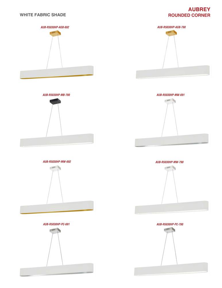 30W Horiz Pendant, WHT/GLD shade, AGB