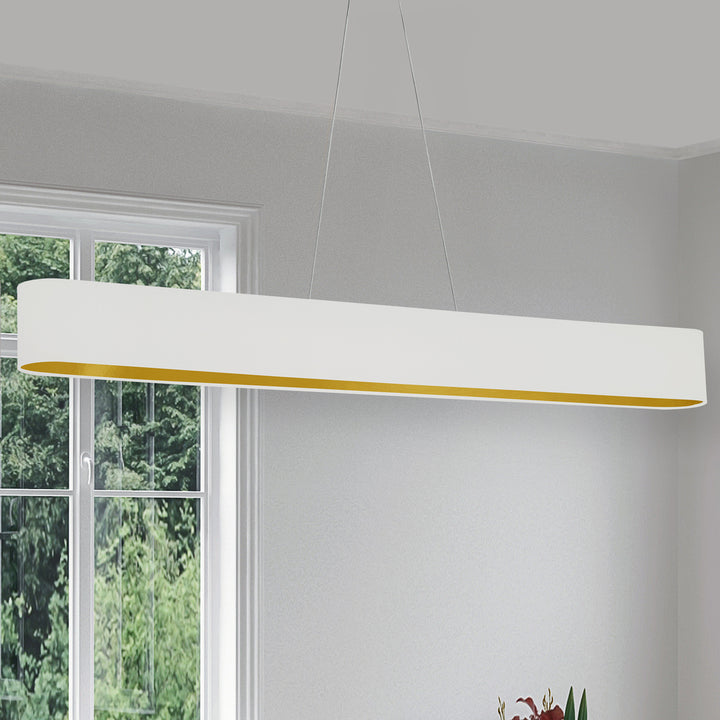 30W Horiz Pendant, WHT/GLD shade, AGB