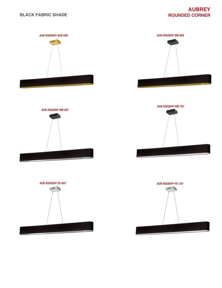 30W Horiz Pendant, BLK/GLD shade, MB