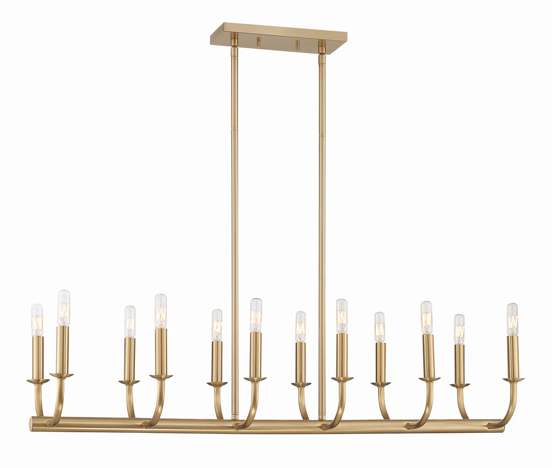 Bailey 12 Light Aged Brass Linear Chandelier
