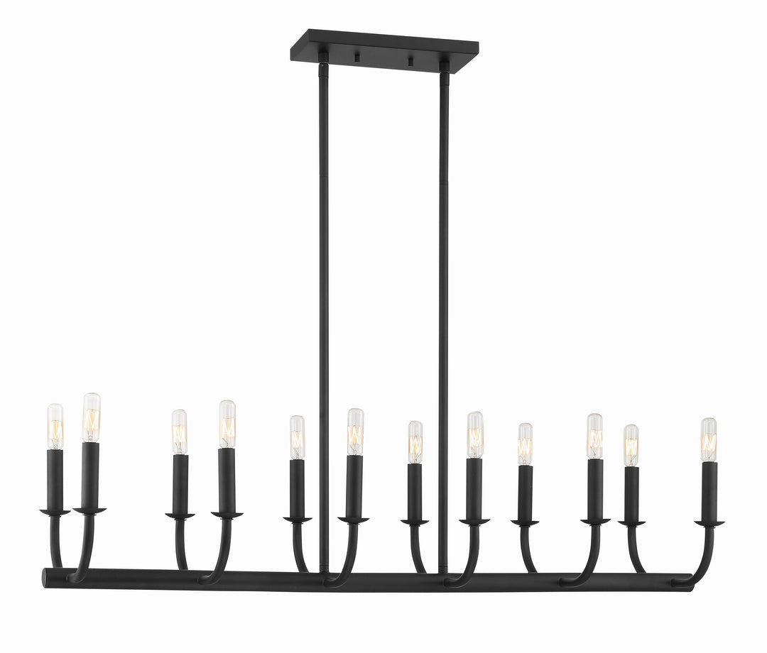 Bailey 12 Light Matte Black Linear Chandelier