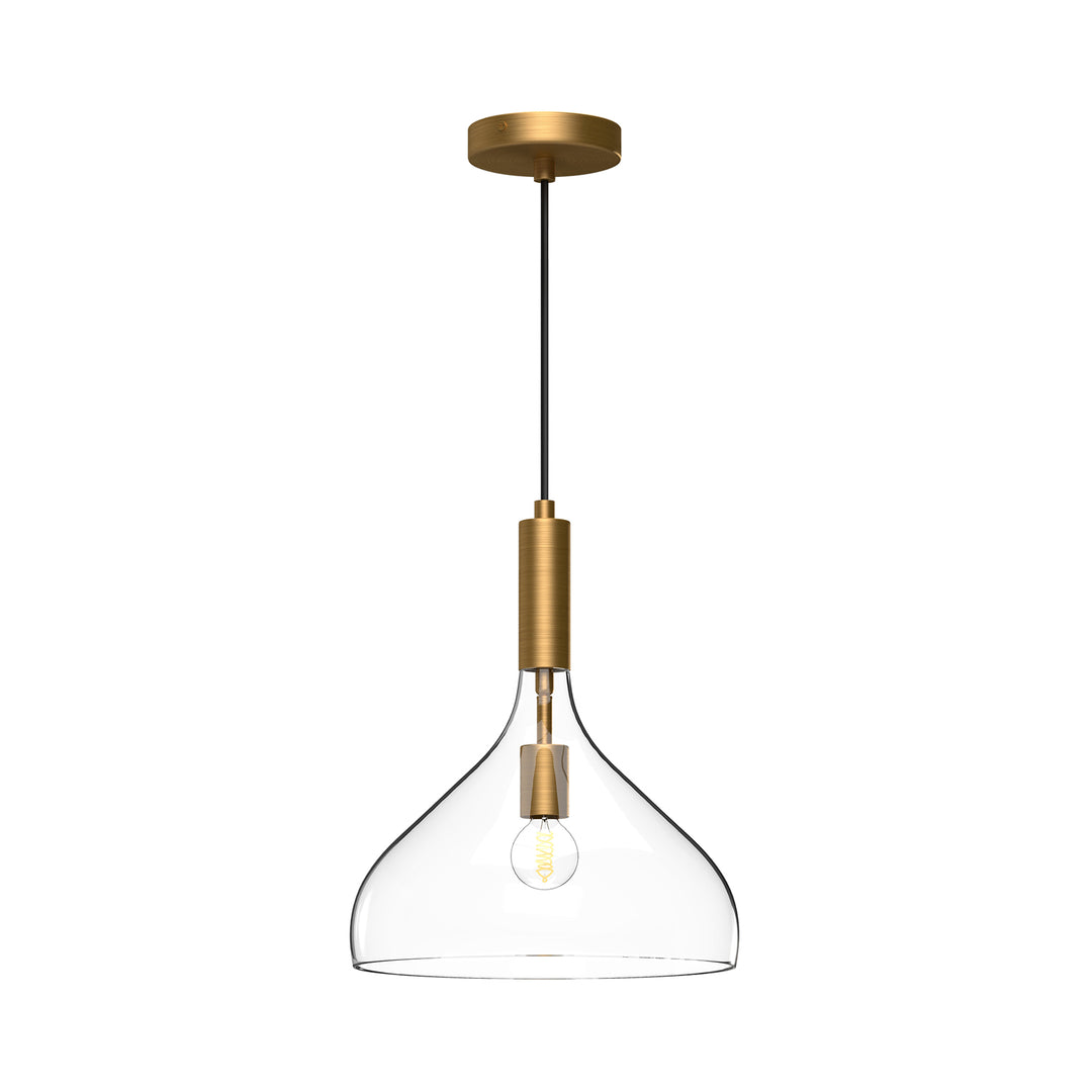 Belleview 12-in Aged Gold/Clear Glass 1 Light Pendant