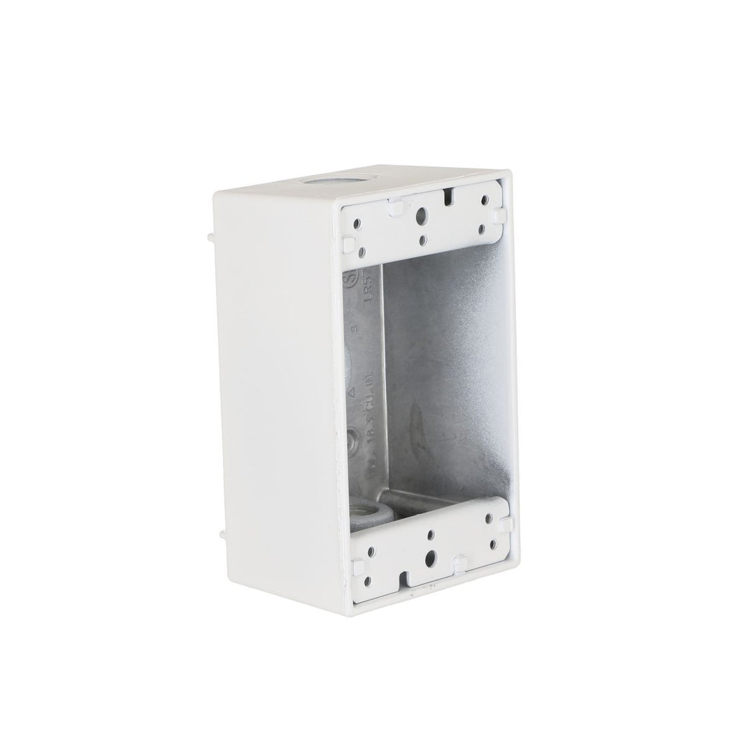1G WP BOX (3) 1/2 IN. OUTLETS - WHITE