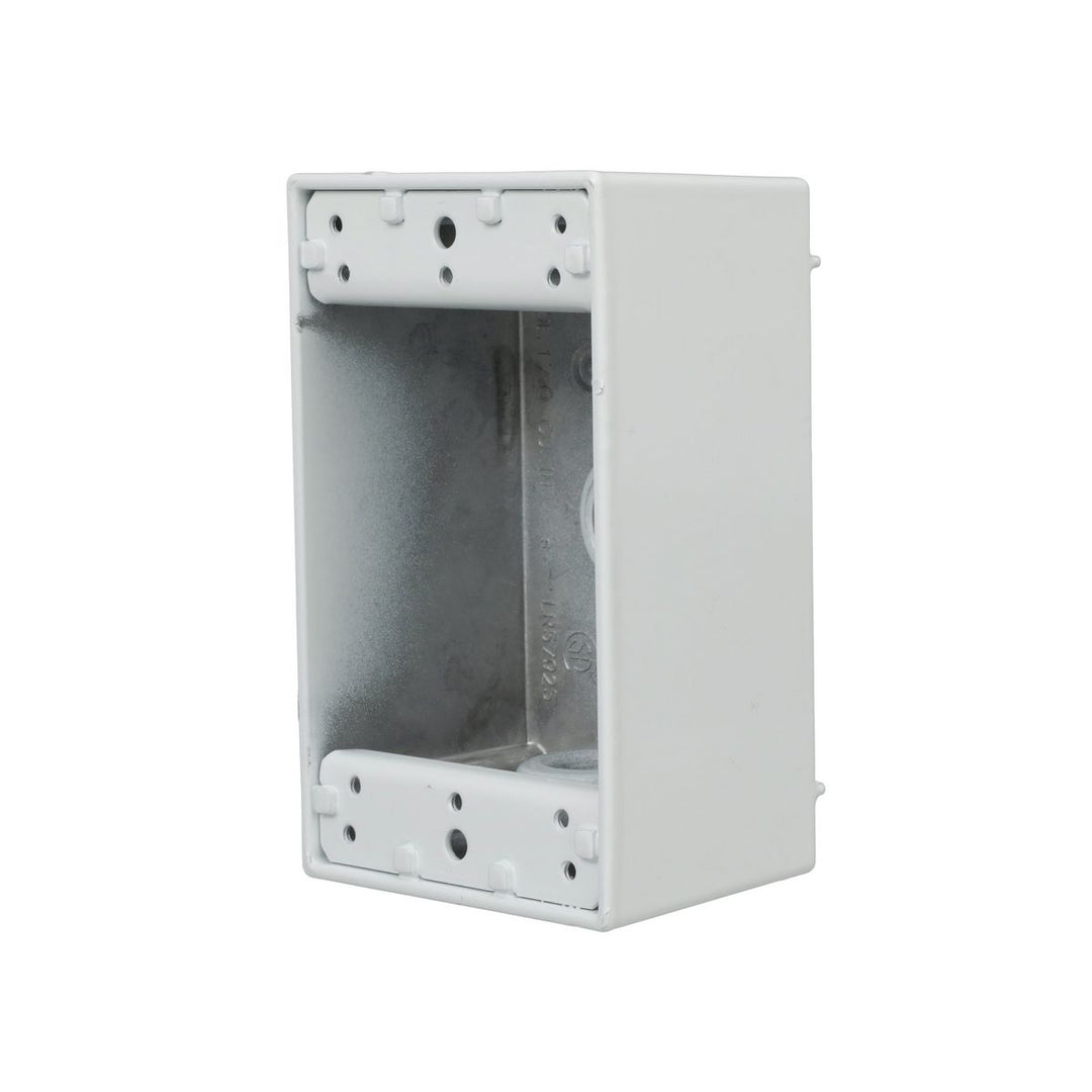 1G WP BOX (4) 1/2 IN. OUTLETS - WHITE