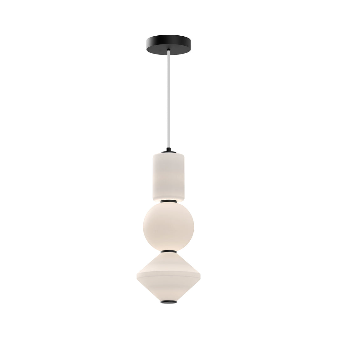 Bijou 8-in Matte Black/Opal Matte Glass LED Pendant