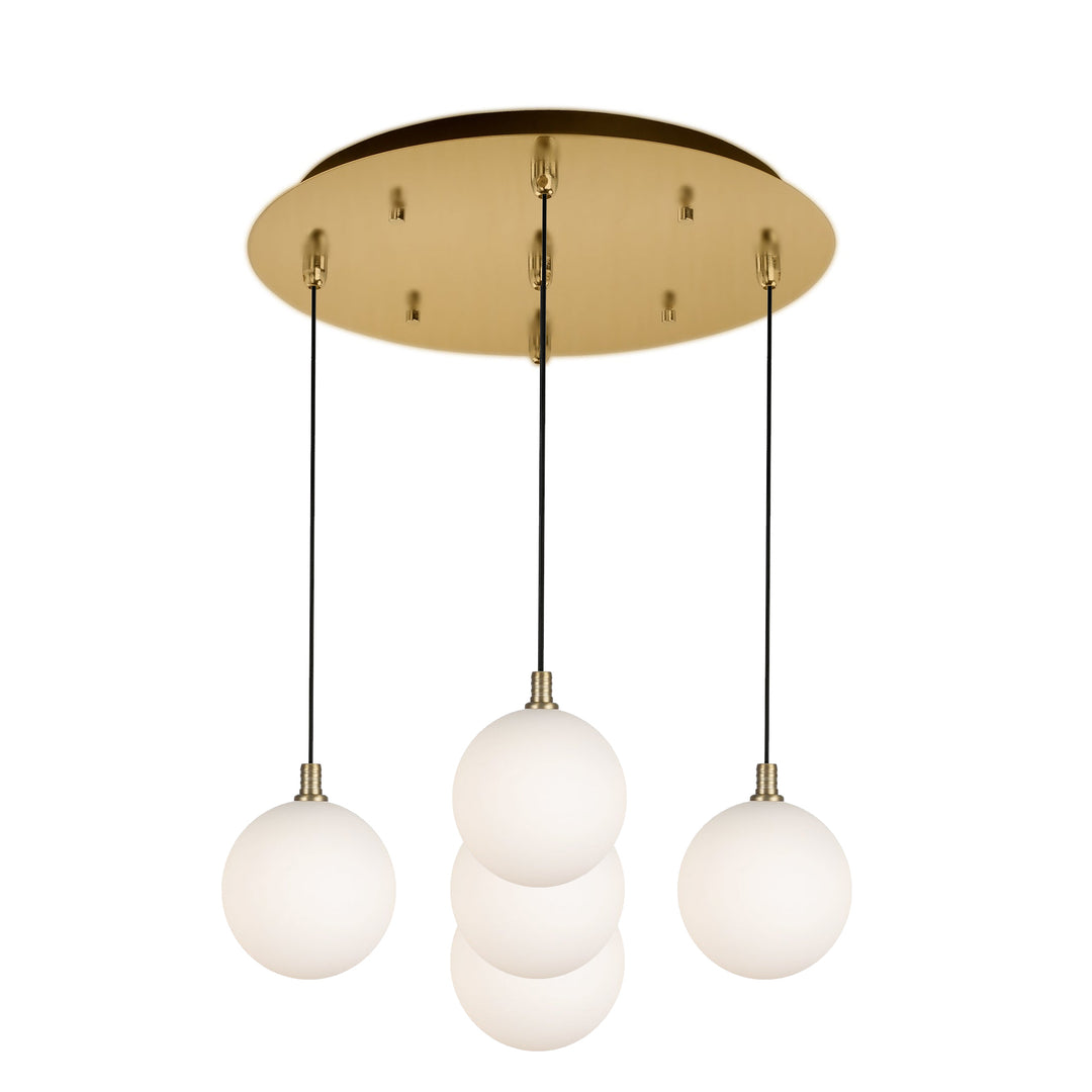 Bolla 16-in Brushed Gold/Opal Glass 5-Light Multi Pendant