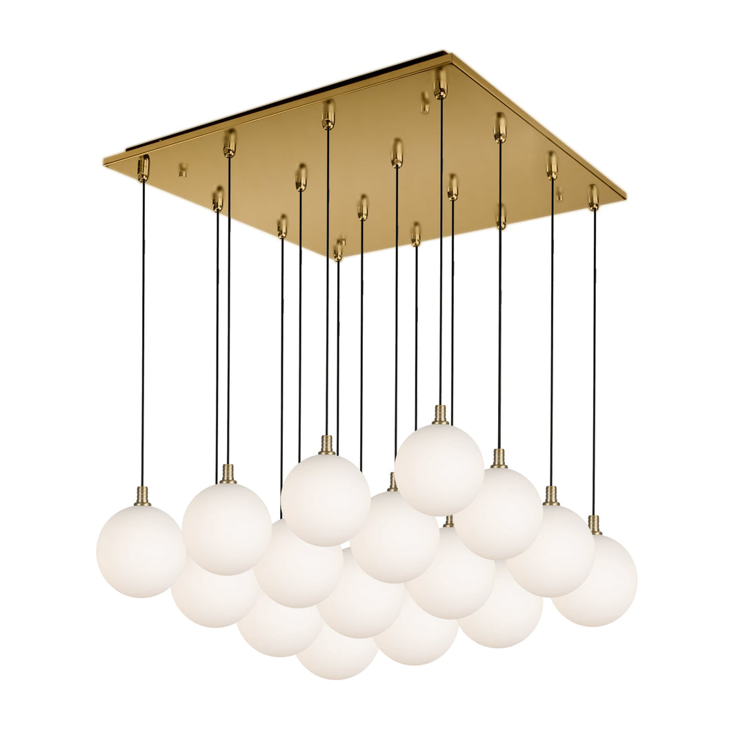 Bolla 21-in Brushed Gold/Opal Glass 16-Light Multi Pendant