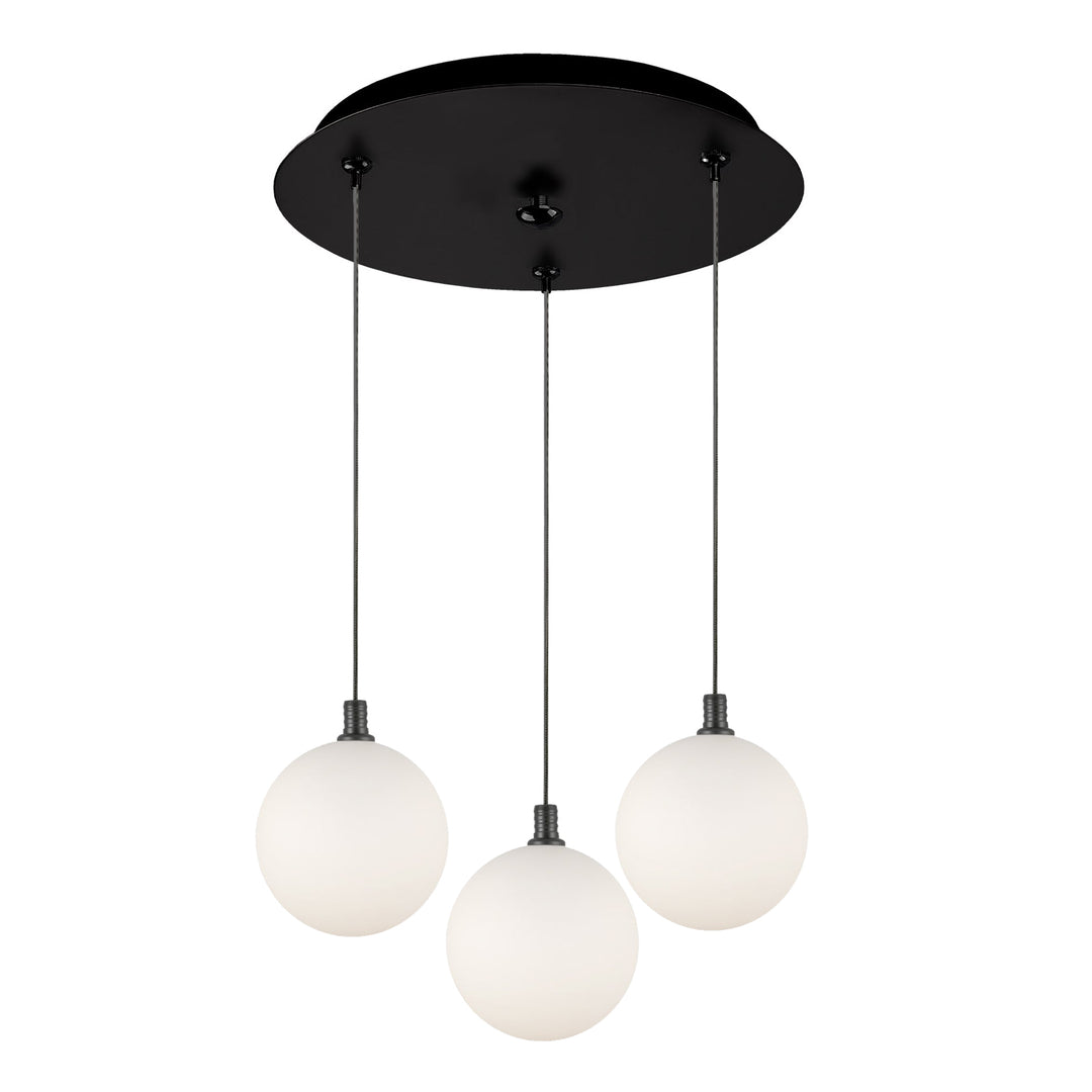 Bolla 12-in Black/Opal 3-Light Multi Pendant